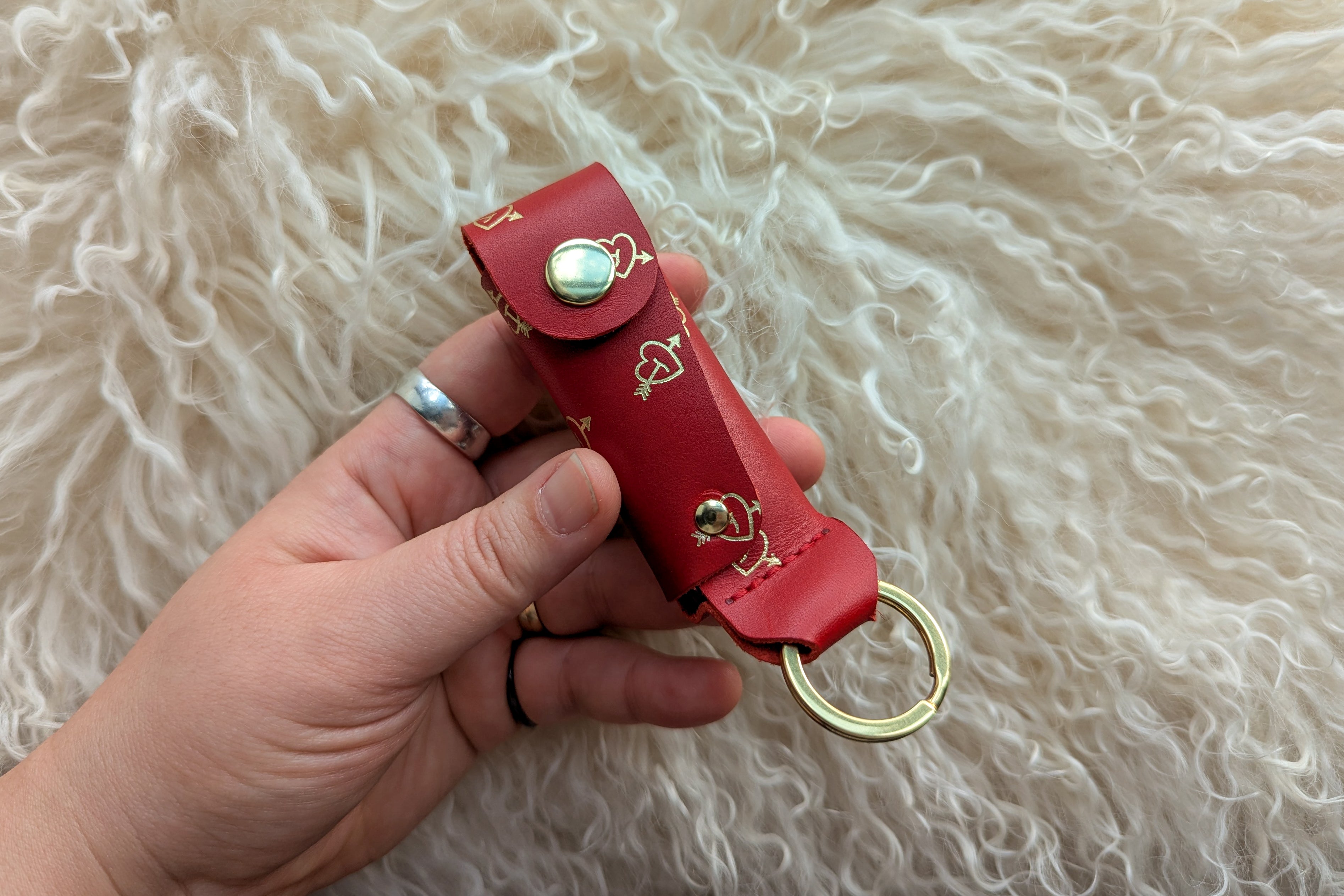 Red Heart Lighter / Lipstick / Chapstick Case