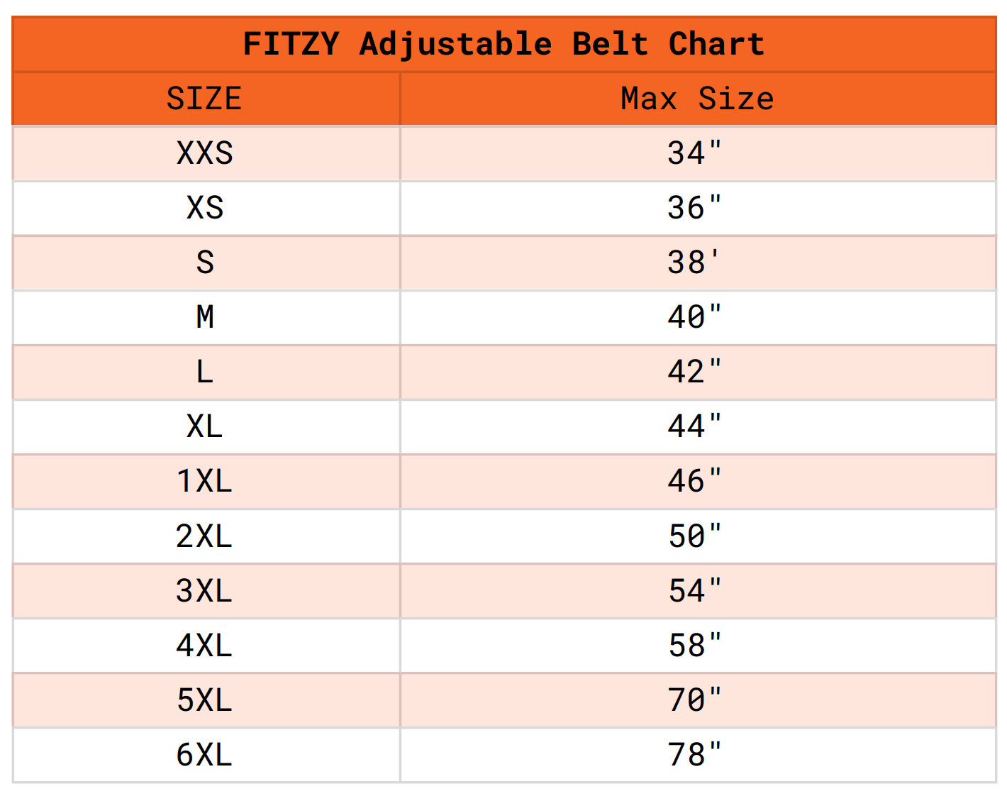 Multi-Size Belt