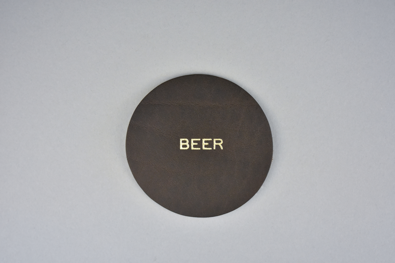 Set of 4 Gold Foil Stamped Leather Beer Coasters Handmade in Canada by Fitzy